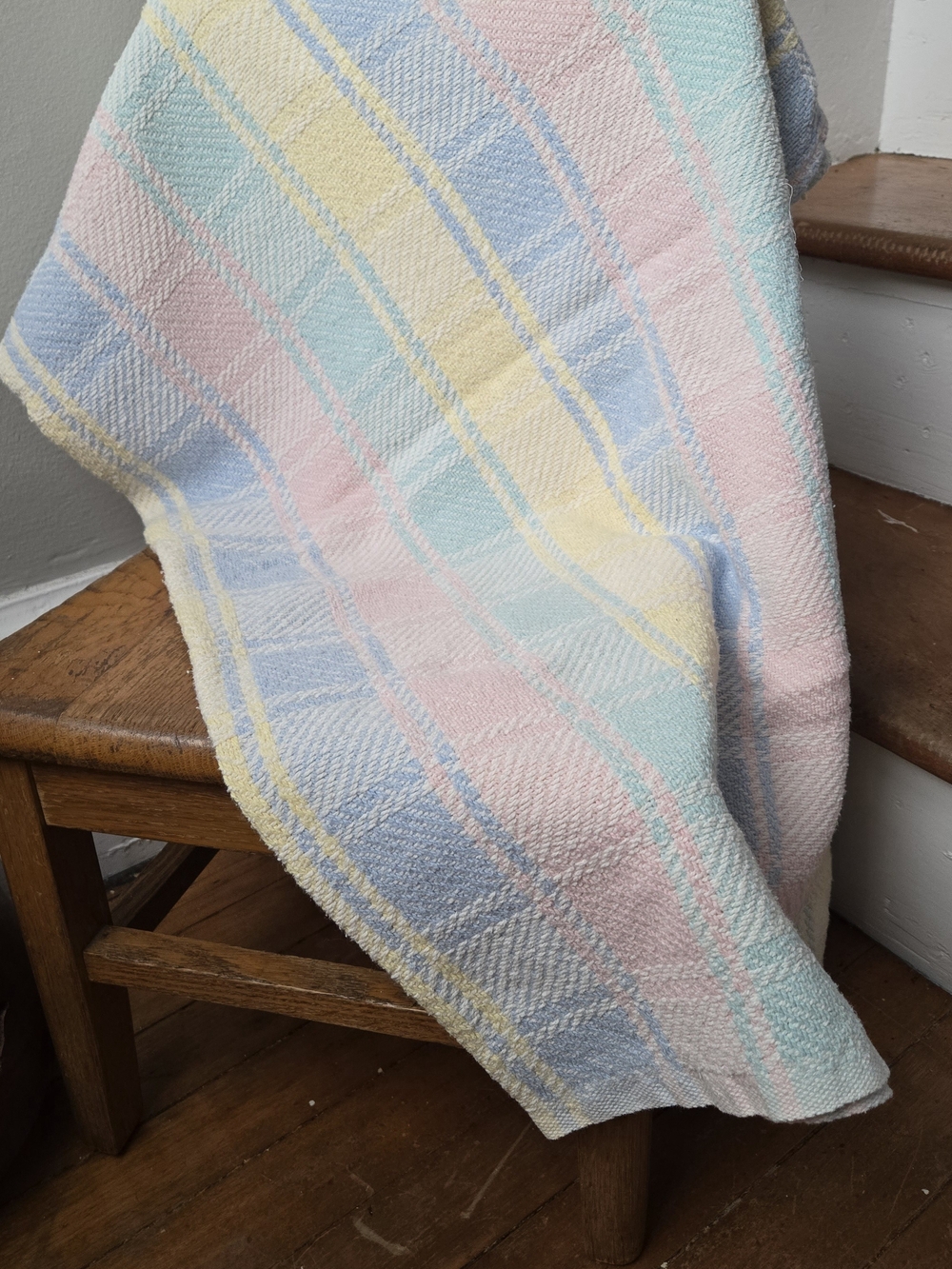 Vintage Pastel Plaid Woven Baby Blanket